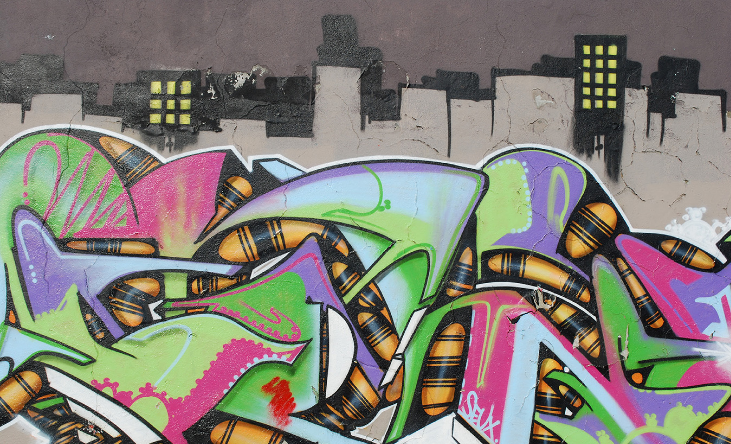 urban art on abandoned city places